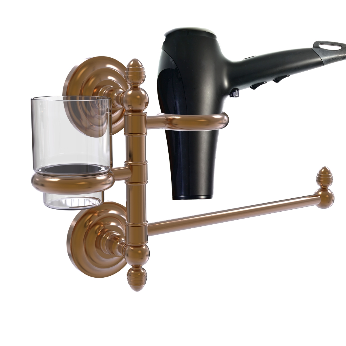 Picture of Allied Brass QN-GTBD-1-BBR Que First Collection Hair Dryer Holder & Organizer, Brushed Bronze