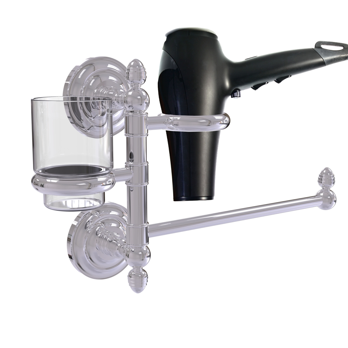 Picture of Allied Brass QN-GTBD-1-PC Que First Collection Hair Dryer Holder & Organizer&#44; Polished Chrome