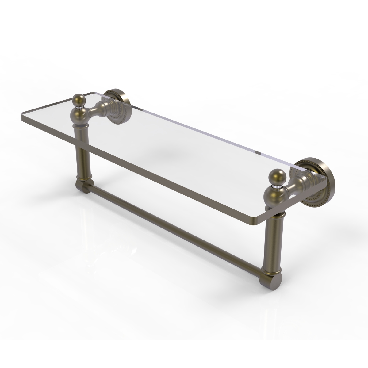 Picture of Allied Brass DT-1TB-16-ABR 16 in. Dottingham Glass Vanity Shelf with Integrated Towel Bar, Antique Brass