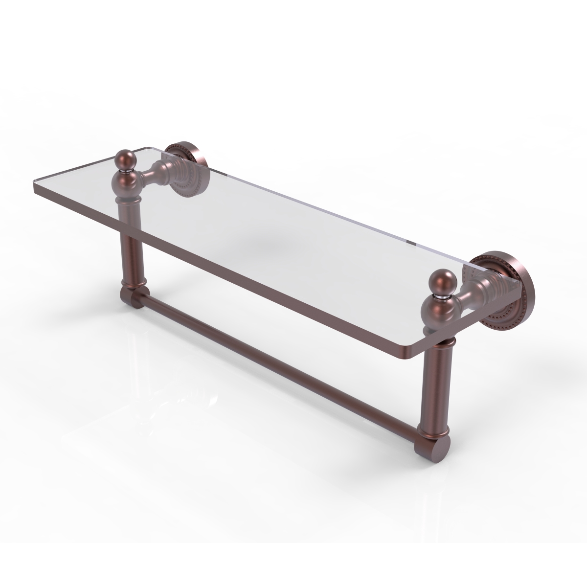 Picture of Allied Brass DT-1TB-16-CA 16 in. Dottingham Glass Vanity Shelf with Integrated Towel Bar&#44; Antique Copper