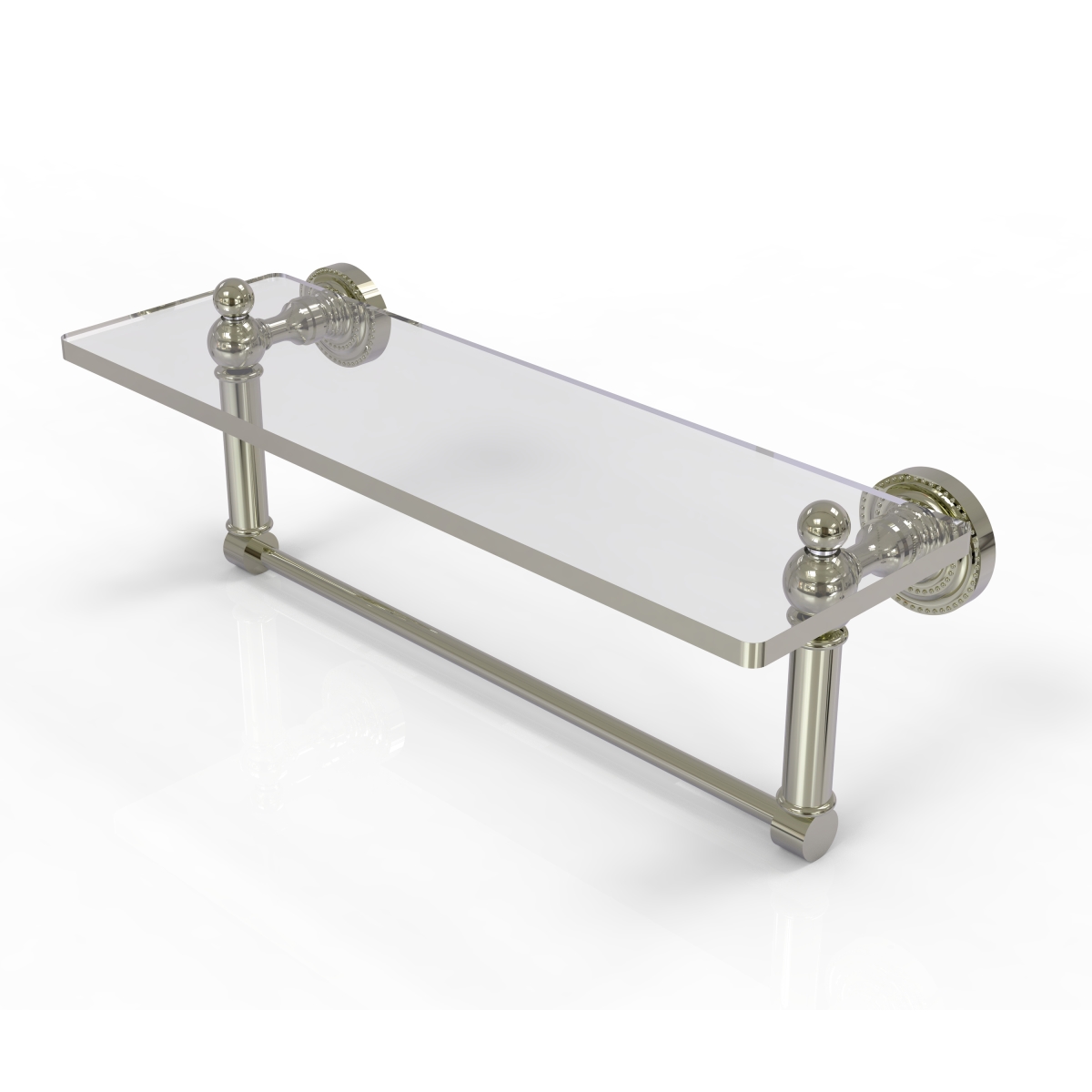 Picture of Allied Brass DT-1TB-16-PNI 16 in. Dottingham Glass Vanity Shelf with Integrated Towel Bar, Polished Nickel