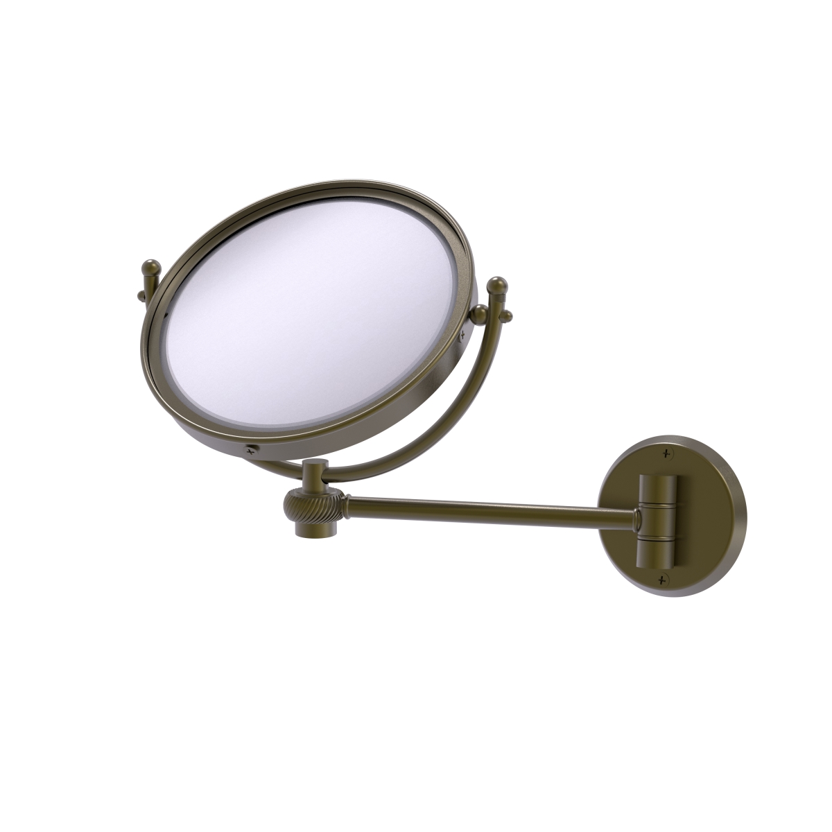 WM-5T-2X-ABR 8 in. Wall Mounted Make-Up Mirror 2X Magnification, Antique Brass - 10 x 8 x 11 in -  Allied Brass, WM-5T/2X-ABR