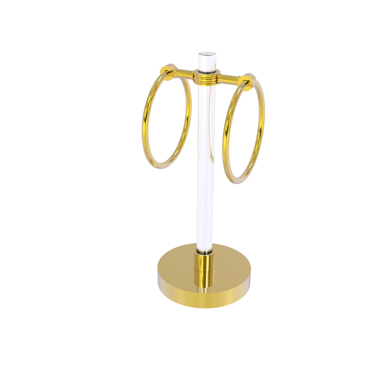 Picture of Allied Brass CV-GTRSD-10-PB Clearview Collection Vanity Top Guest Towel Ring with Dotted Accents&#44; Polished Brass