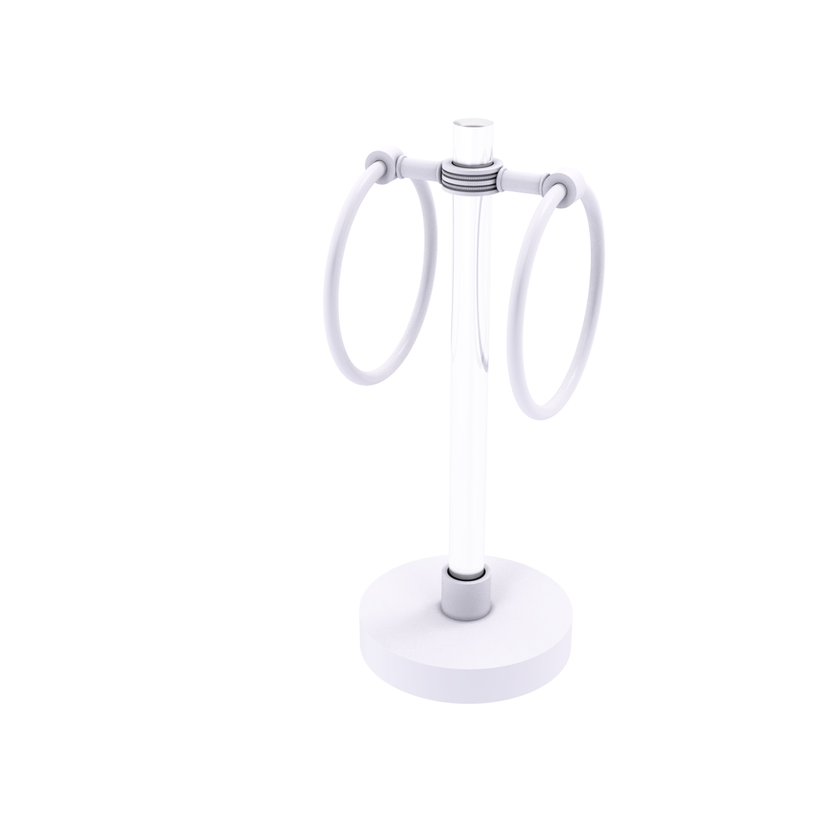 Picture of Allied Brass CV-GTRSD-10-WHM Clearview Collection Vanity Top Guest Towel Ring with Dotted Accents&#44; Matte White