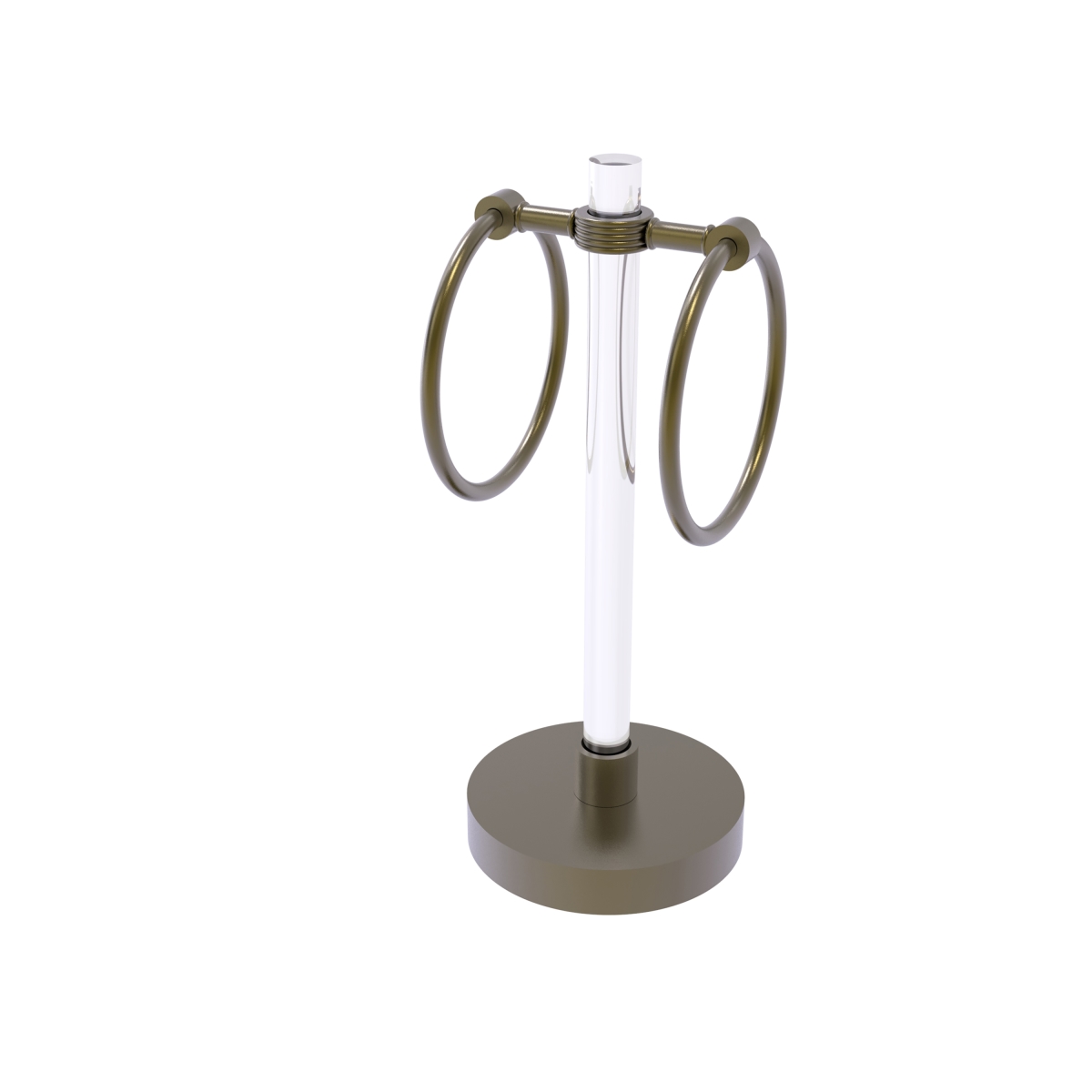 Picture of Allied Brass CV-GTRSG-10-ABR Clearview Collection Vanity Top Guest Towel Ring with Groovy Accents&#44; Antique Brass