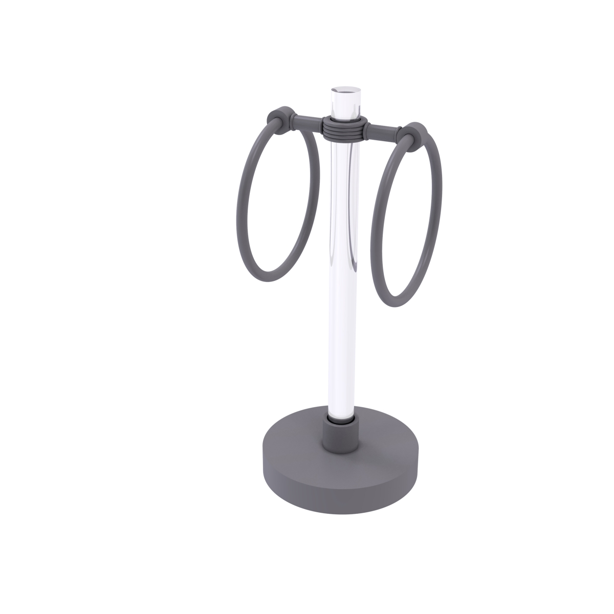 Picture of Allied Brass CV-GTRSG-10-GYM Clearview Collection Vanity Top Guest Towel Ring with Groovy Accents&#44; Matte Gray