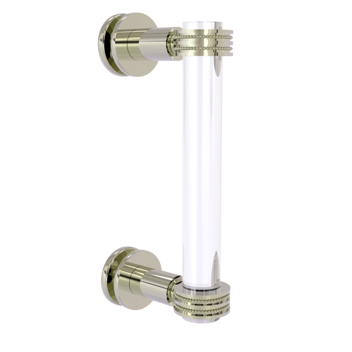 CV-407D-8SM-PNI 8 in. Clearview Collection Single Side Shower Door Pull with Dotted Accents, Polished Nickel -  Allied Brass