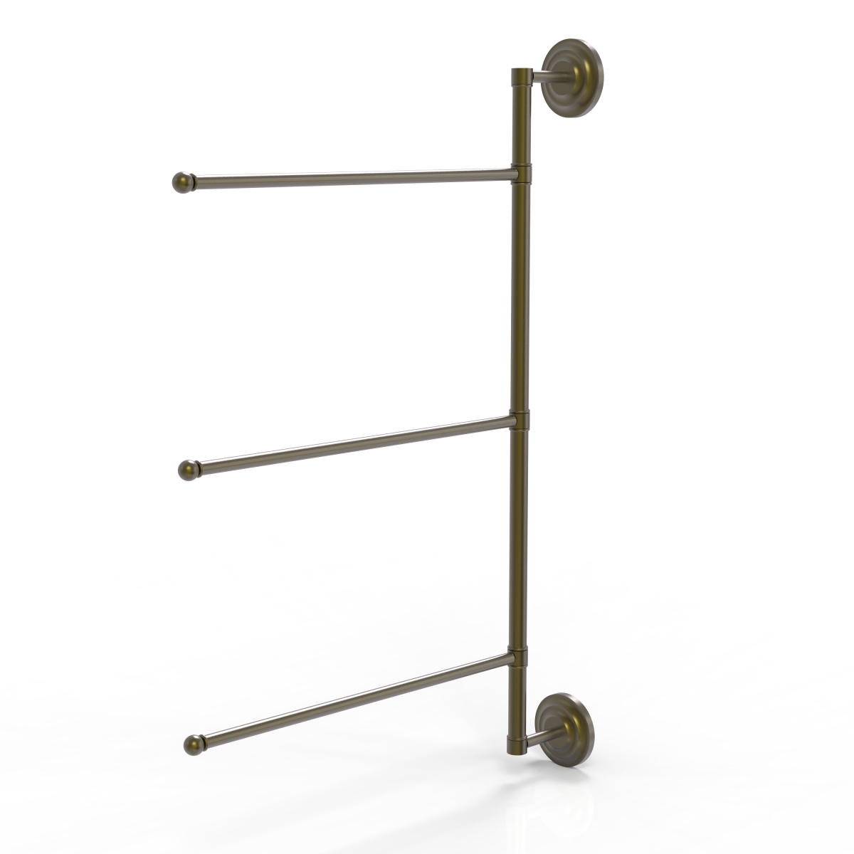 Picture of Allied Brass PQN-27-3-16-28-ABR 28 in. Prestige Que First Collection 3 Swing Arm Vertical Towel Bar, Antique Brass