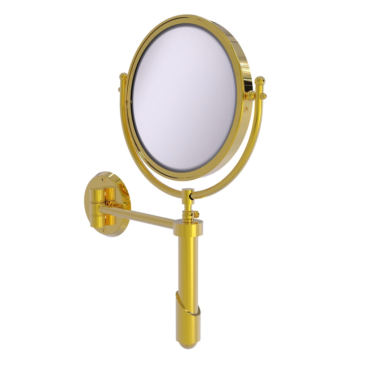 SHM-8-4X-PB 8 in. dia. Soho Collection Wall Mounted Make-Up Mirror with 4X Magnification, Polished Brass -  Allied Brass, SHM-8/4X-PB