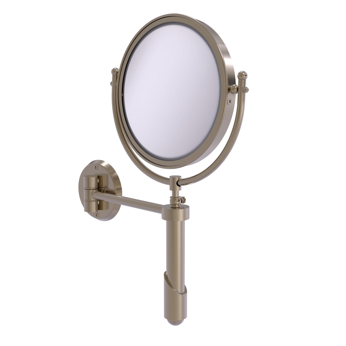 SHM-8-4X-PEW 8 in. dia. Soho Collection Wall Mounted Make-Up Mirror with 4X Magnification, Antique Pewter -  Allied Brass, SHM-8/4X-PEW