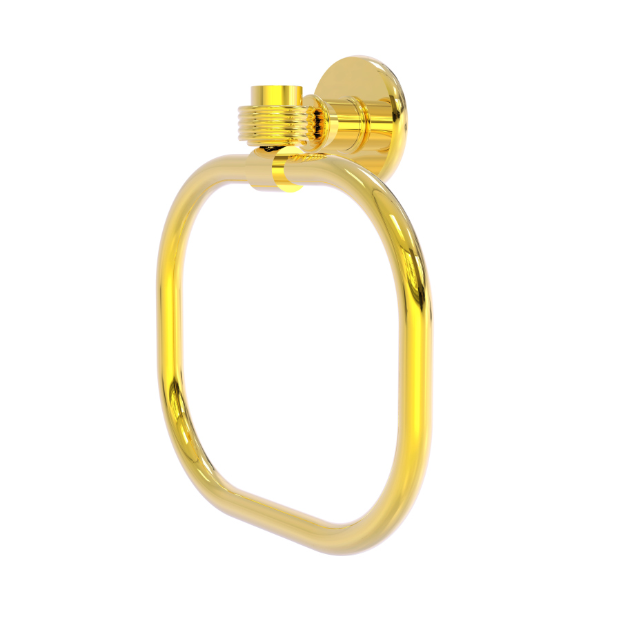 Picture of Allied Brass 2016G-PB Continental Collection Towel Ring with Groovy Accents, Polished Brass