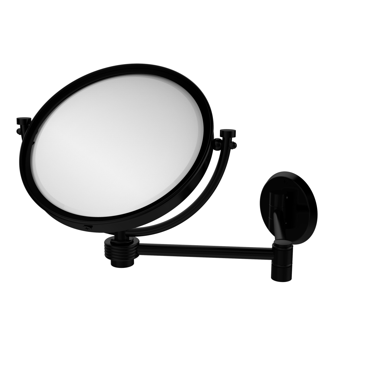 WM-6G-5X-BKM 8 in. Wall Mounted Extending Make-Up Mirror 5X Magnification with Groovy Accent, Matte Black -  Allied Brass, WM-6G/5X-BKM