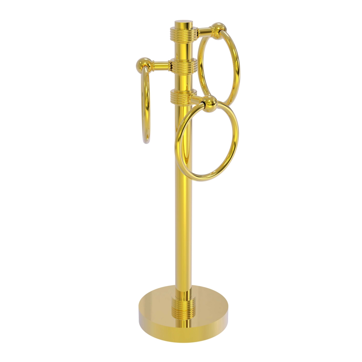 Picture of Allied Brass 983G-UNL Vanity Top 3 Towel Ring Guest Towel Holder with Groovy Accents&#44; Unlacquered Brass