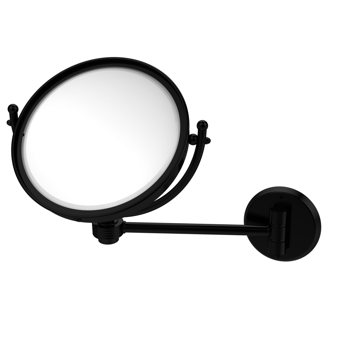 WM-5G-3X-BKM 8 in. Groovy Style Wall Mounted Make-Up Mirror 3X Magnification, Matte Black -  Allied Brass, WM-5G/3X-BKM