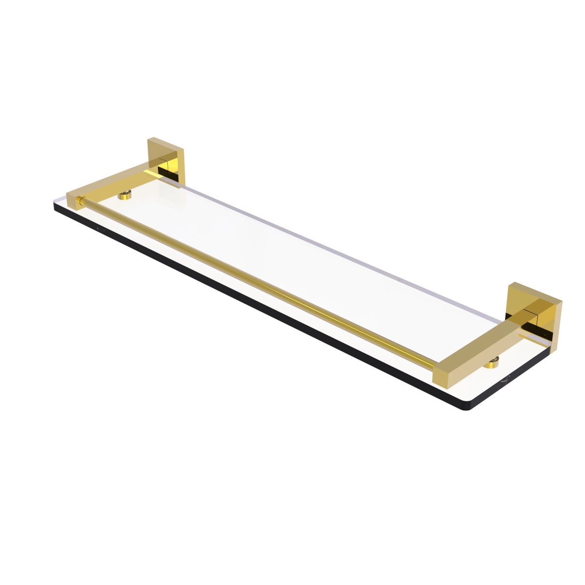 MT-1-22-GAL-PB 22 in. Montero Collection Glass Shelf with Gallery Rail, Polished Brass -  Allied Brass