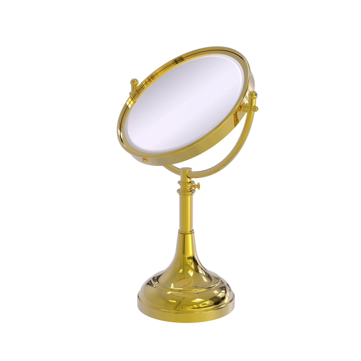 Picture of Allied Brass DM-1-3X-UNL Height Adjustable 8 in. Vanity Top Make-Up Mirror 3X Magnification&#44; Unlacquered Brass