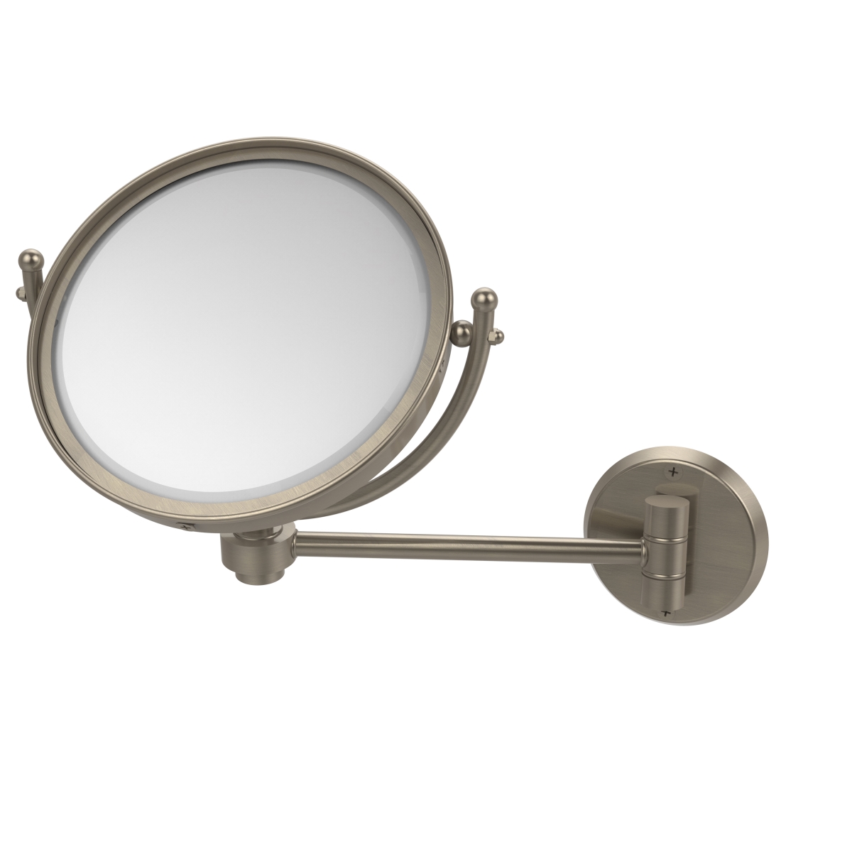 WM-5-2X-PEW 8 in. Wall Mounted Make-Up Mirror 2X Magnification, Antique Pewter - 10 x 8 x 11 in -  Allied Brass, WM-5/2X-PEW