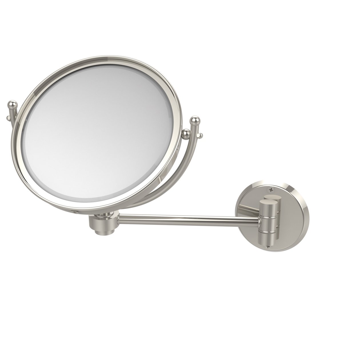 WM-5-2X-PNI 8 in. Wall Mounted Make-Up Mirror 2X Magnification, Polished Nickel - 10 x 8 x 11 in -  Allied Brass, WM-5/2X-PNI