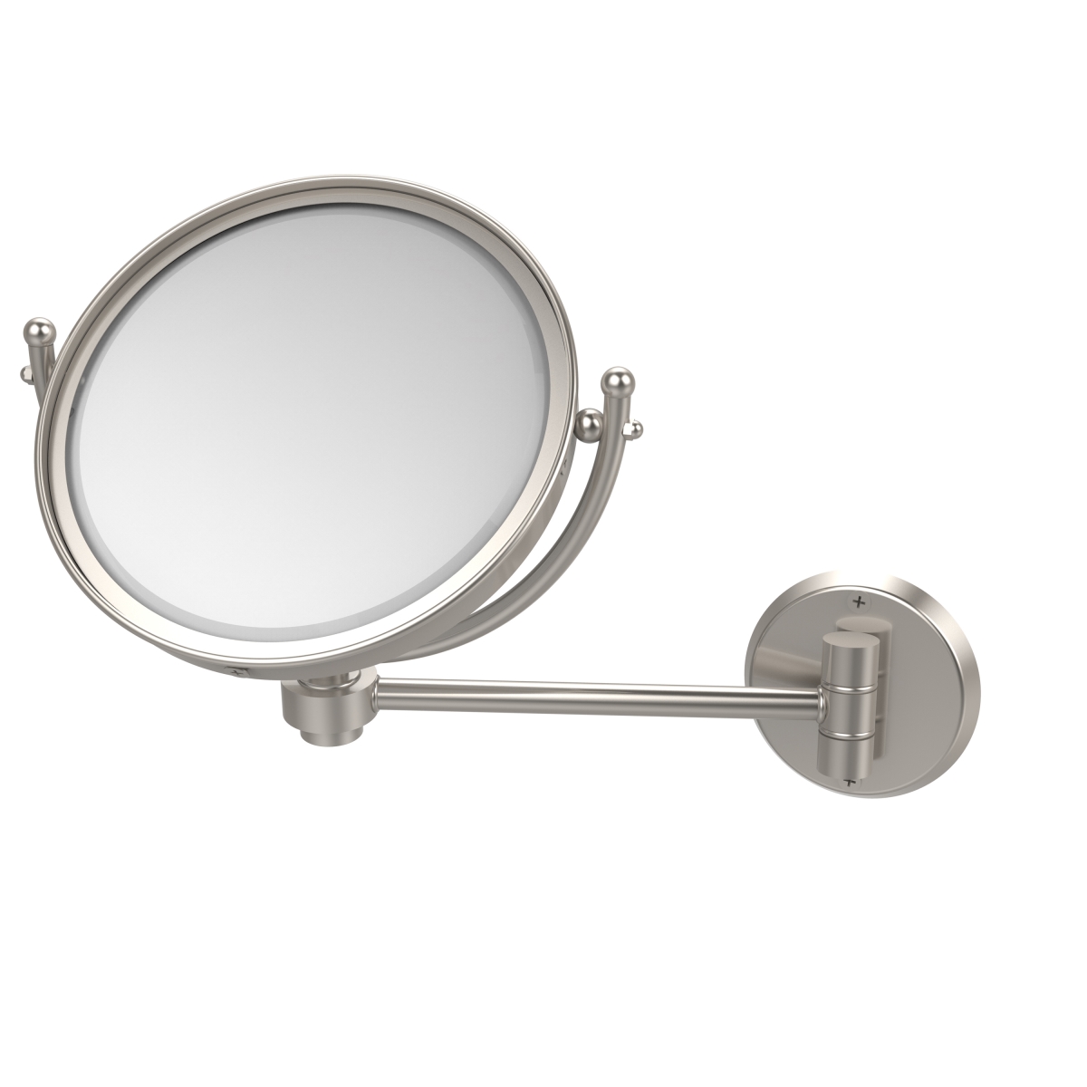 WM-5-2X-SN 8 in. Wall Mounted Make-Up Mirror 2X Magnification, Satin Nickel - 10 x 8 x 11 in -  Allied Brass, WM-5/2X-SN