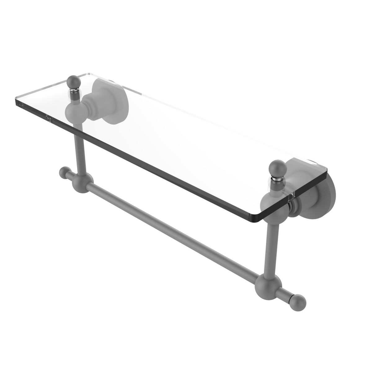 Picture of Allied Brass AP-1TB-16-GYM 16 in. Astor Place Glass Vanity Shelf with Integrated Towel Bar, Matte Gray