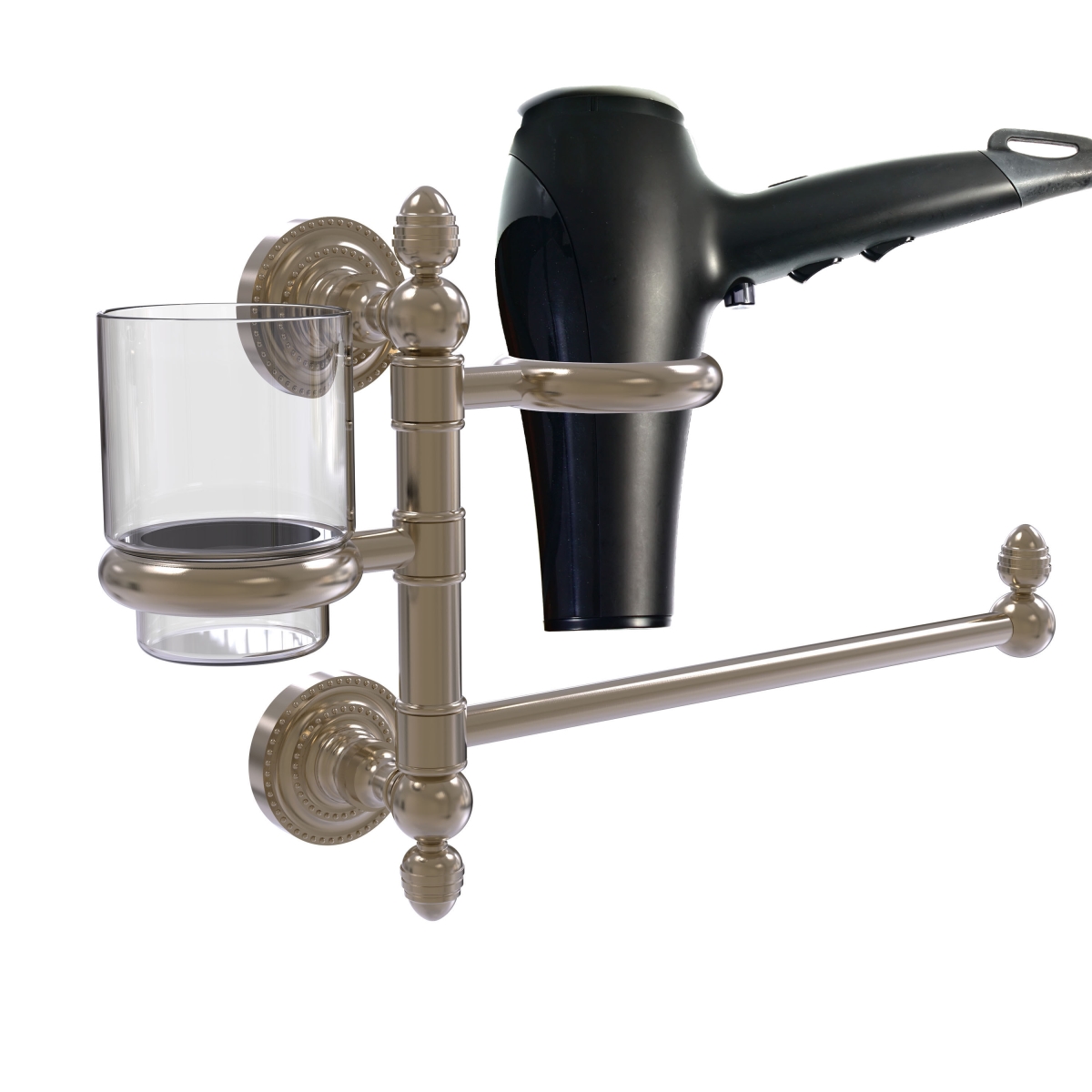 Picture of Allied Brass DT-GTBD-1-PEW Dottingham Collection Hair Dryer Holder & Organizer&#44; Antique Pewter