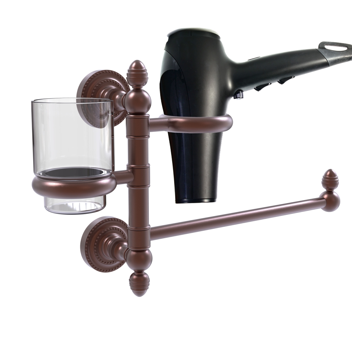Picture of Allied Brass DT-GTBD-1-CA Dottingham Collection Hair Dryer Holder & Organizer&#44; Antique Copper