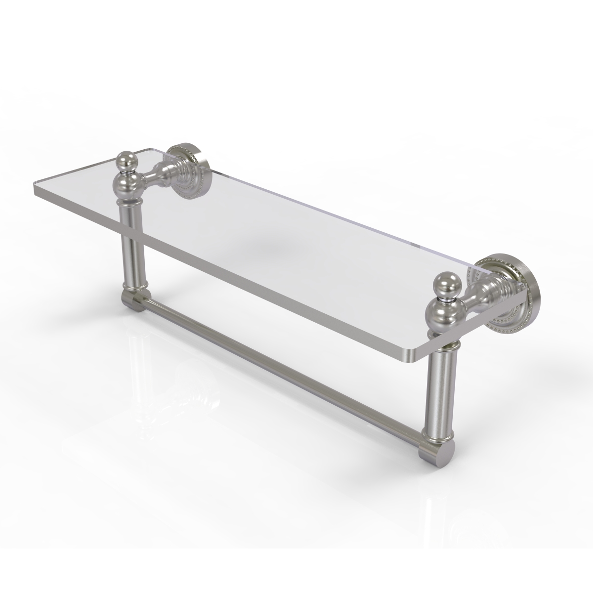 Picture of Allied Brass DT-1TB-16-SN 16 in. Dottingham Glass Vanity Shelf with Integrated Towel Bar, Satin Nickel