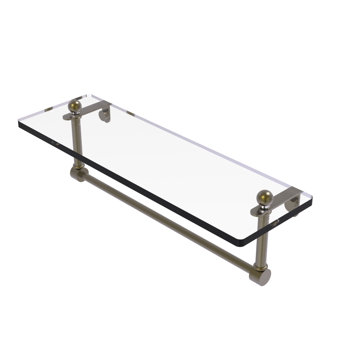 Picture of Allied Brass PR-1-16TB-ABR 16 in. Glass Vanity Shelf with Integrated Towel Bar, Antique Brass - 5 x 5 x 16 in.
