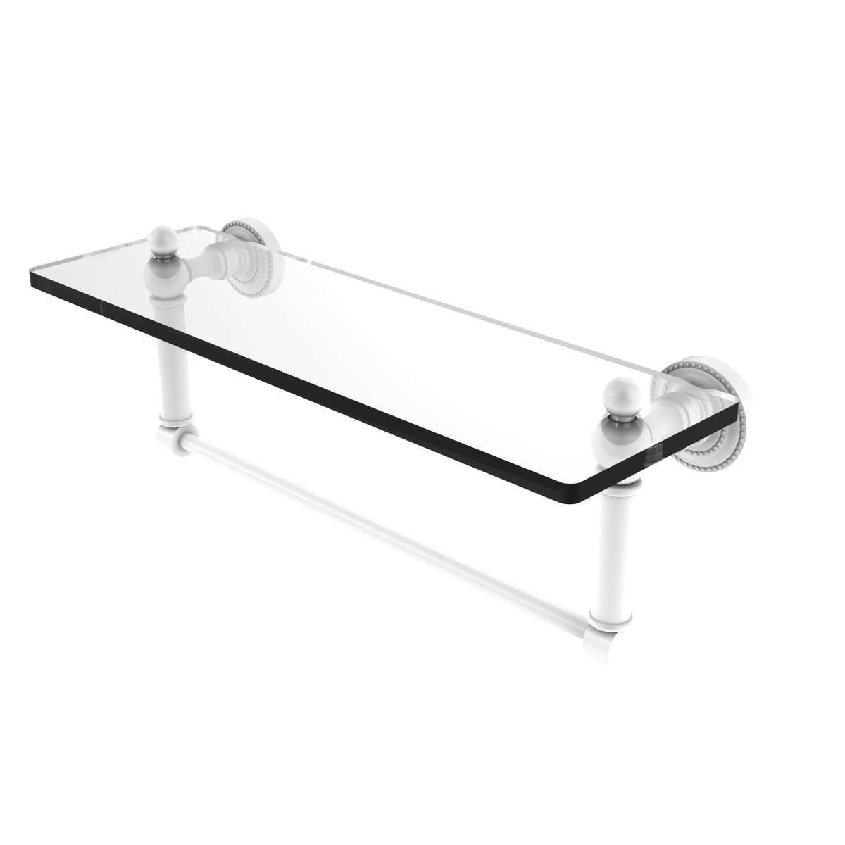 Picture of Allied Brass DT-1TB-16-WHM 16 in. Dottingham Glass Vanity Shelf with Integrated Towel Bar, Matte White