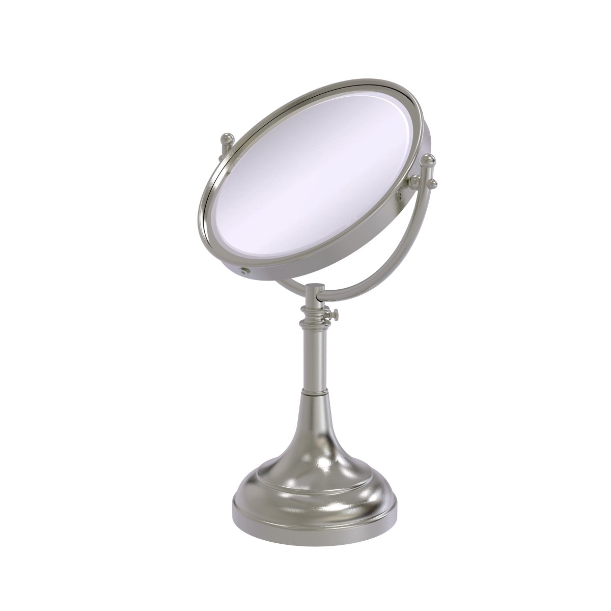 Picture of Allied Brass DM-1-2X-SN 8 in. Height Adjustable Vanity Top Make-Up Mirror 2X Magnification, Satin Nickel