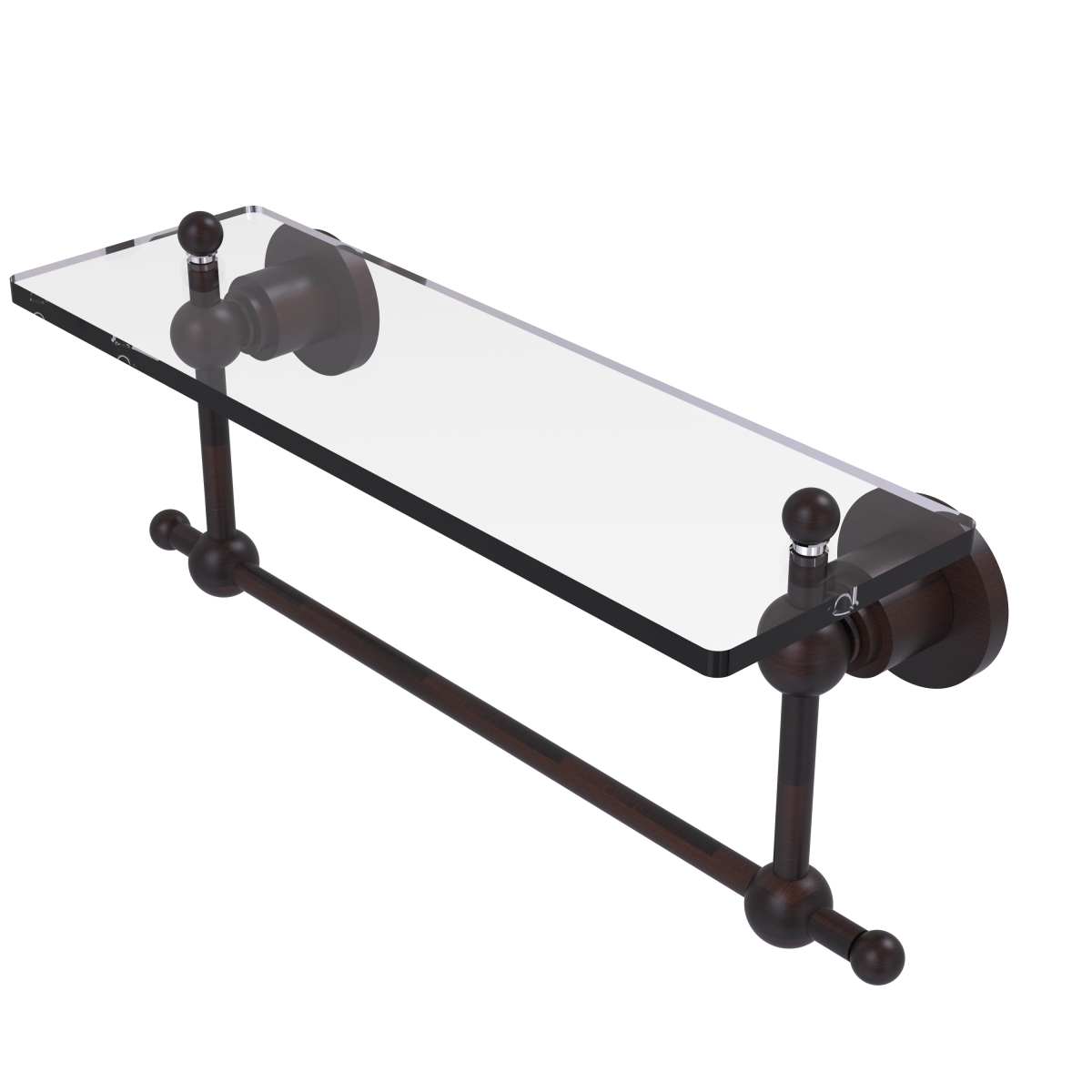 Picture of Allied Brass AP-1TB-16-VB 16 in. Astor Place Glass Vanity Shelf with Integrated Towel Bar, Venetian Bronze