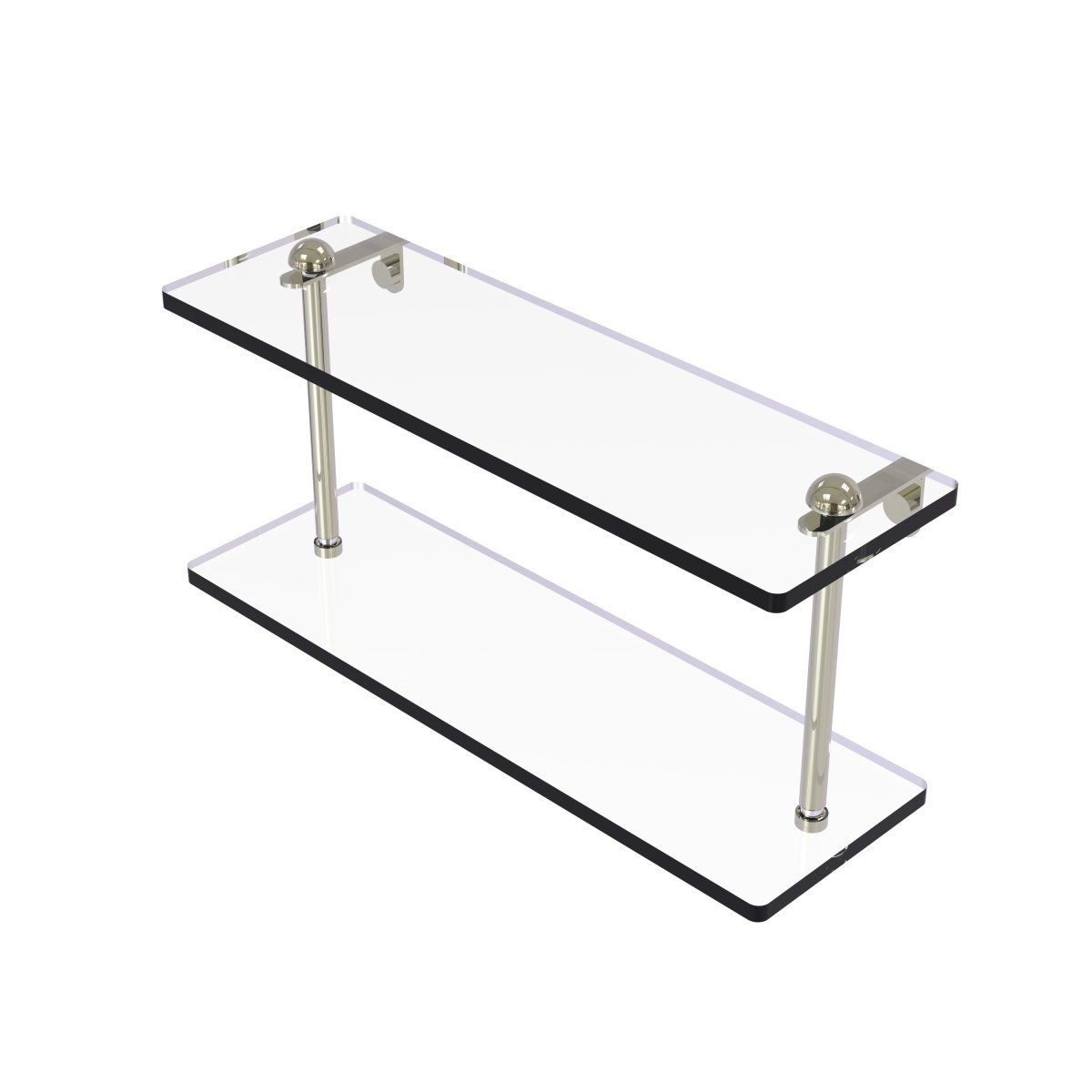 RC-2-16-PNI 16 in. Two Tiered Glass Shelf, Polished Nickel - 8 x 5 x 16 in -  Allied Brass, RC-2/16-PNI