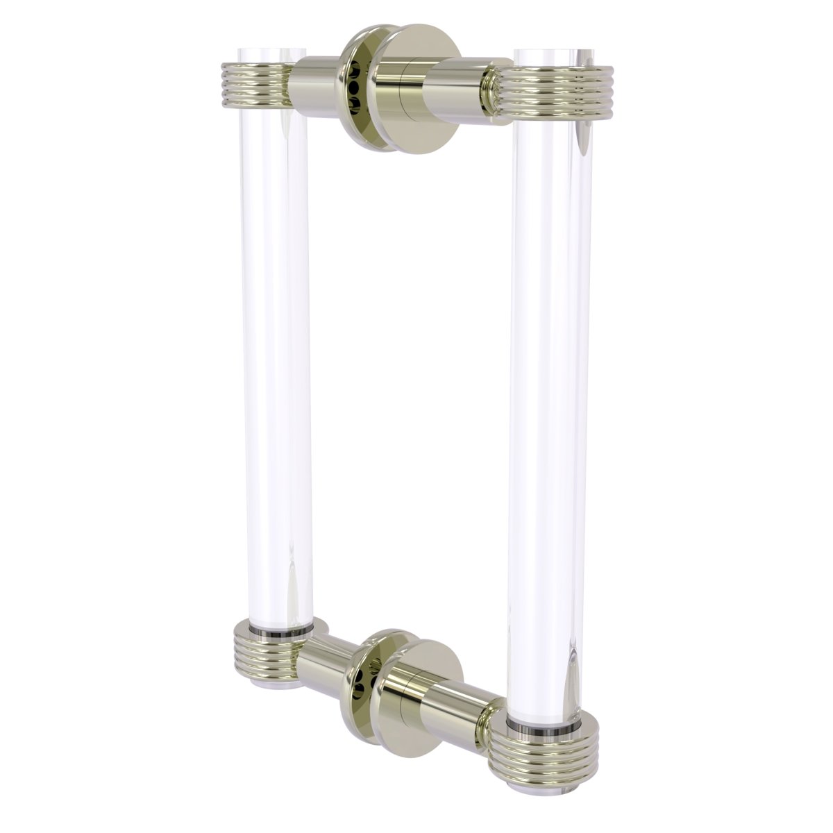 CV-406G-8BB-PNI 8 in. Clearview Collection Back to Back Shower Door Pull with Groovy Accents, Polished Nickel -  Allied Brass