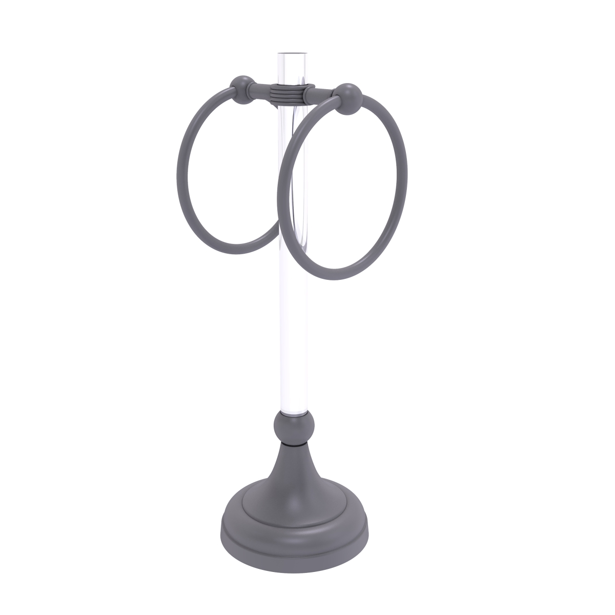 Picture of Allied Brass PG-TRSG-10-GYM Pacific Grove Collection 2 Ring Vanity Top Guest Towel Ring with Groovy Accents&#44; Matte Gray