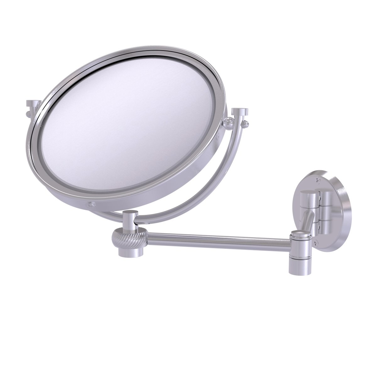 WM-6T-4X-SCH 8 in. Wall Mounted Extending Make-Up Mirror 4X Magnification with Twist Accent, Satin Chrome -  Allied Brass, WM-6T/4X-SCH