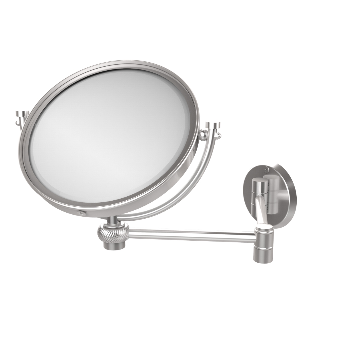 WM-6T-3X-SCH 8 in. Wall Mounted Extending Make-Up Mirror 3X Magnification with Twist Accent, Satin Chrome -  Allied Brass, WM-6T/3X-SCH