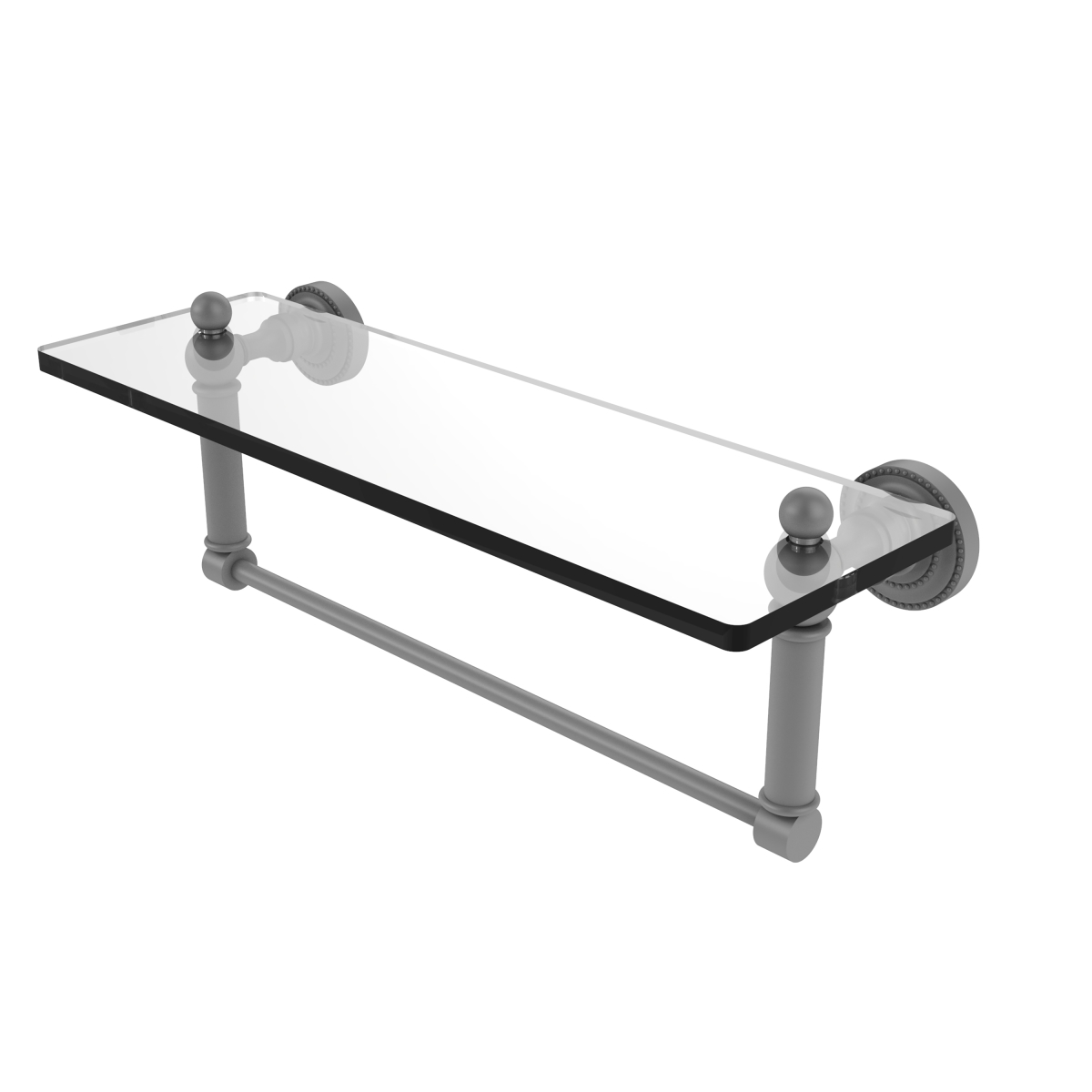 Picture of Allied Brass DT-1TB-16-GYM 16 in. Dottingham Glass Vanity Shelf with Integrated Towel Bar, Matte Gray