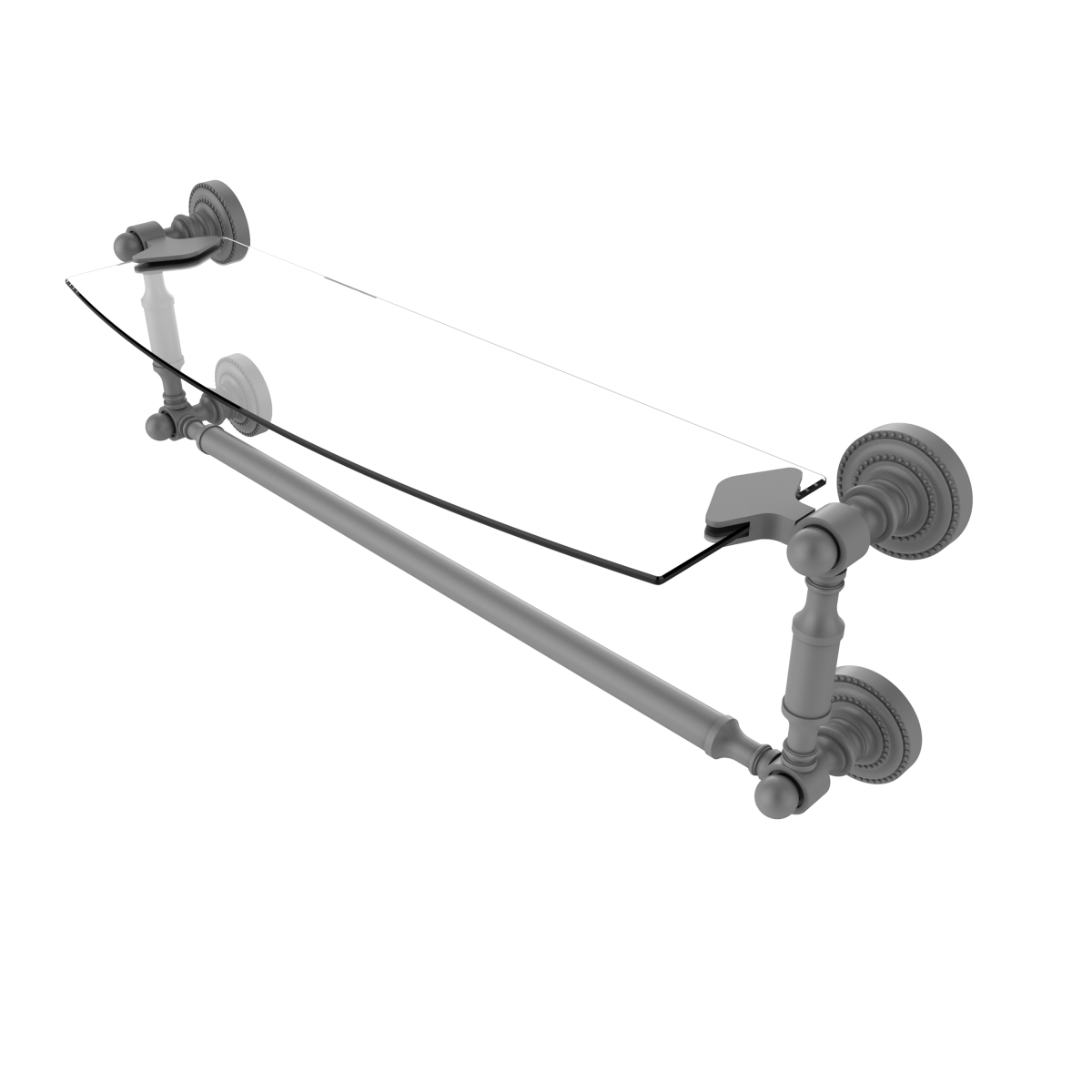 Picture of Allied Brass DT-33TB-18-GYM 18 in. Dottingham Glass Vanity Shelf with Integrated Towel Bar, Matte Gray
