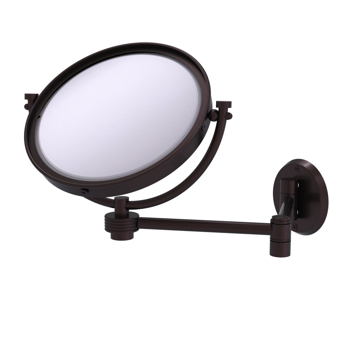 WM-6G-2X-ABZ 8 in. Wall Mounted Extending Make-Up Mirror 2X Magnification with Groovy Accent, Antique Bronze -  Allied Brass, WM-6G/2X-ABZ