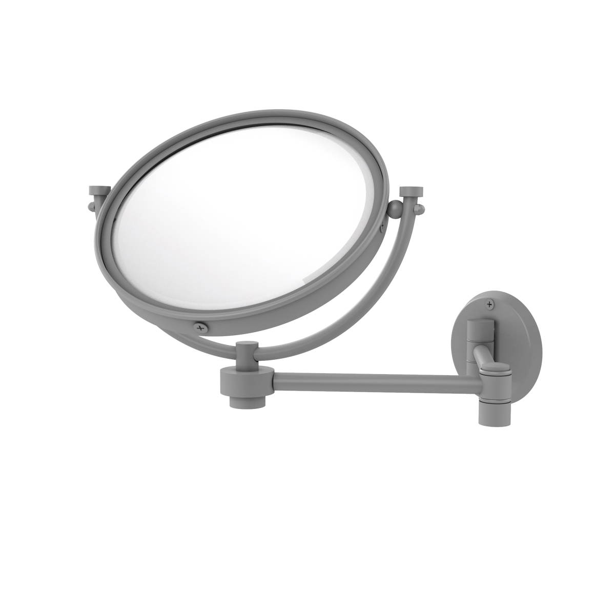 WM-6-2X-GYM 8 in. Wall Mounted Extending Make-Up Mirror 2X Magnification, Matte Gray -  Allied Brass, WM-6/2X-GYM