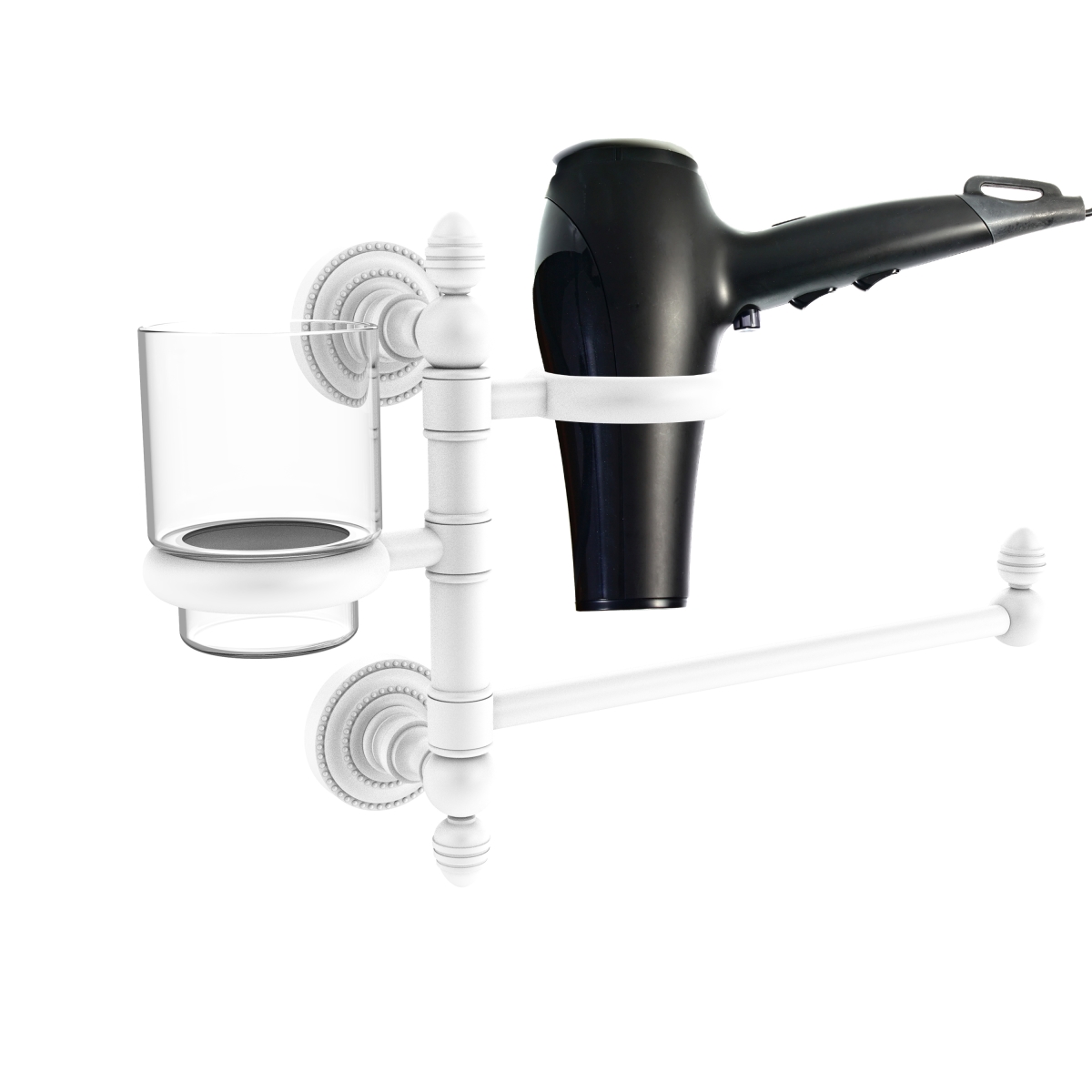Picture of Allied Brass DT-GTBD-1-WHM Dottingham Collection Hair Dryer Holder & Organizer&#44; Matte White