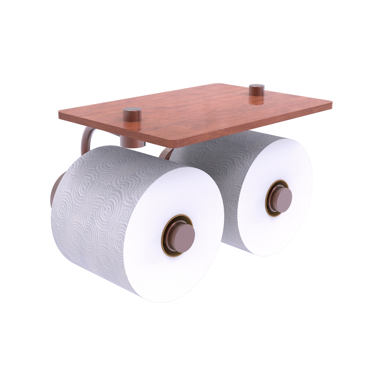 Picture of Allied Brass WP-24-2S-IRW-CA Waverly Place Collection 2 Roll Toilet Paper Holder with Wood Shelf&#44; Antique Copper