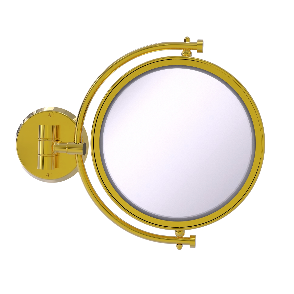 WM-4-5X-UNL 8 in. Wall Mounted Make-Up Mirror 5X Magnification, Unlacquered Brass -  Allied Brass, WM-4/5X-UNL