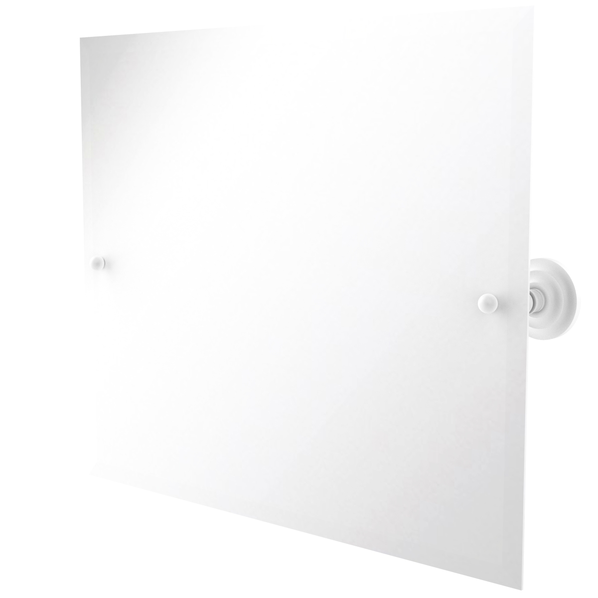 Picture of Allied Brass PQN-93-WHM Prestige Que New Frameless Landscape Rectangular Tilt Mirror with Beveled Edge, Matte White