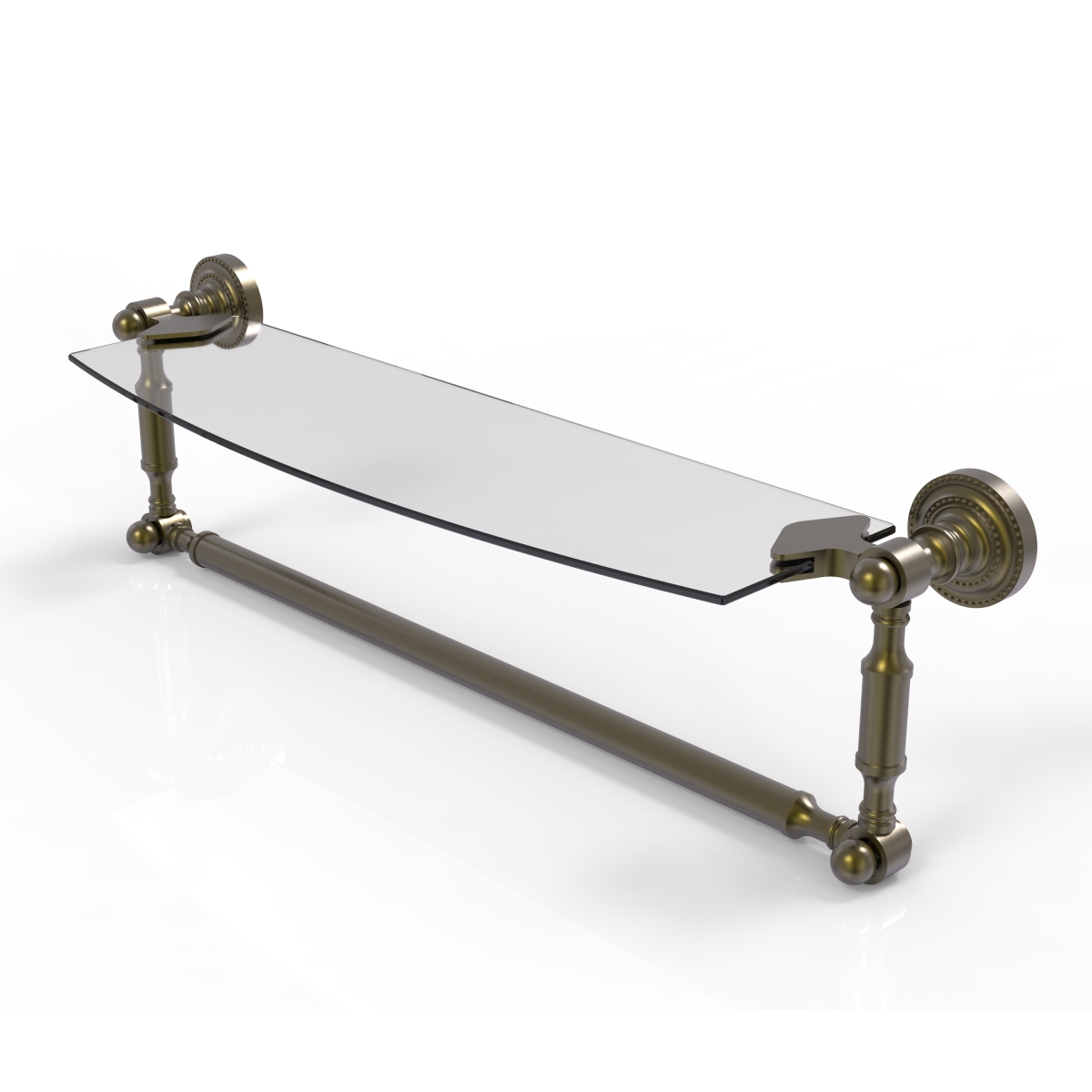 Picture of Allied Brass DT-33TB-18-ABR 18 in. Dottingham Glass Vanity Shelf with Integrated Towel Bar, Antique Brass