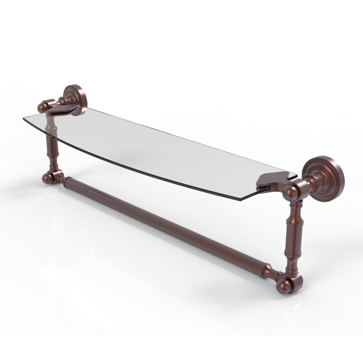 Picture of Allied Brass DT-33TB-18-CA 18 in. Dottingham Glass Vanity Shelf with Integrated Towel Bar, Antique Copper