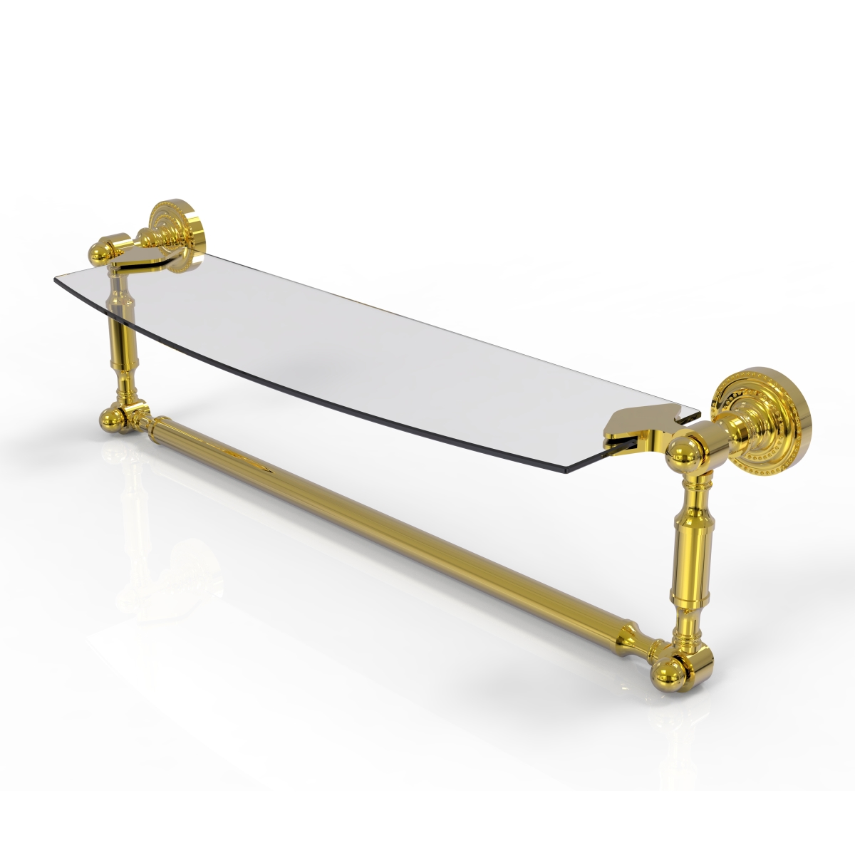 Picture of Allied Brass DT-33TB-18-PB 18 in. Dottingham Glass Vanity Shelf with Integrated Towel Bar, Polished Brass