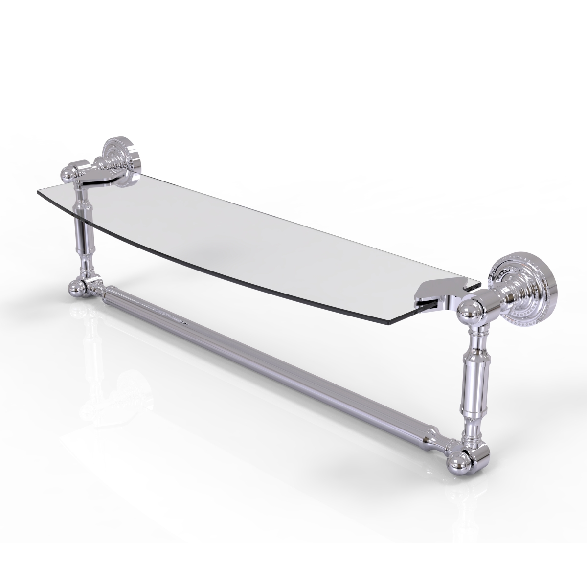 Picture of Allied Brass DT-33TB-18-PC 18 in. Dottingham Glass Vanity Shelf with Integrated Towel Bar, Polished Chrome