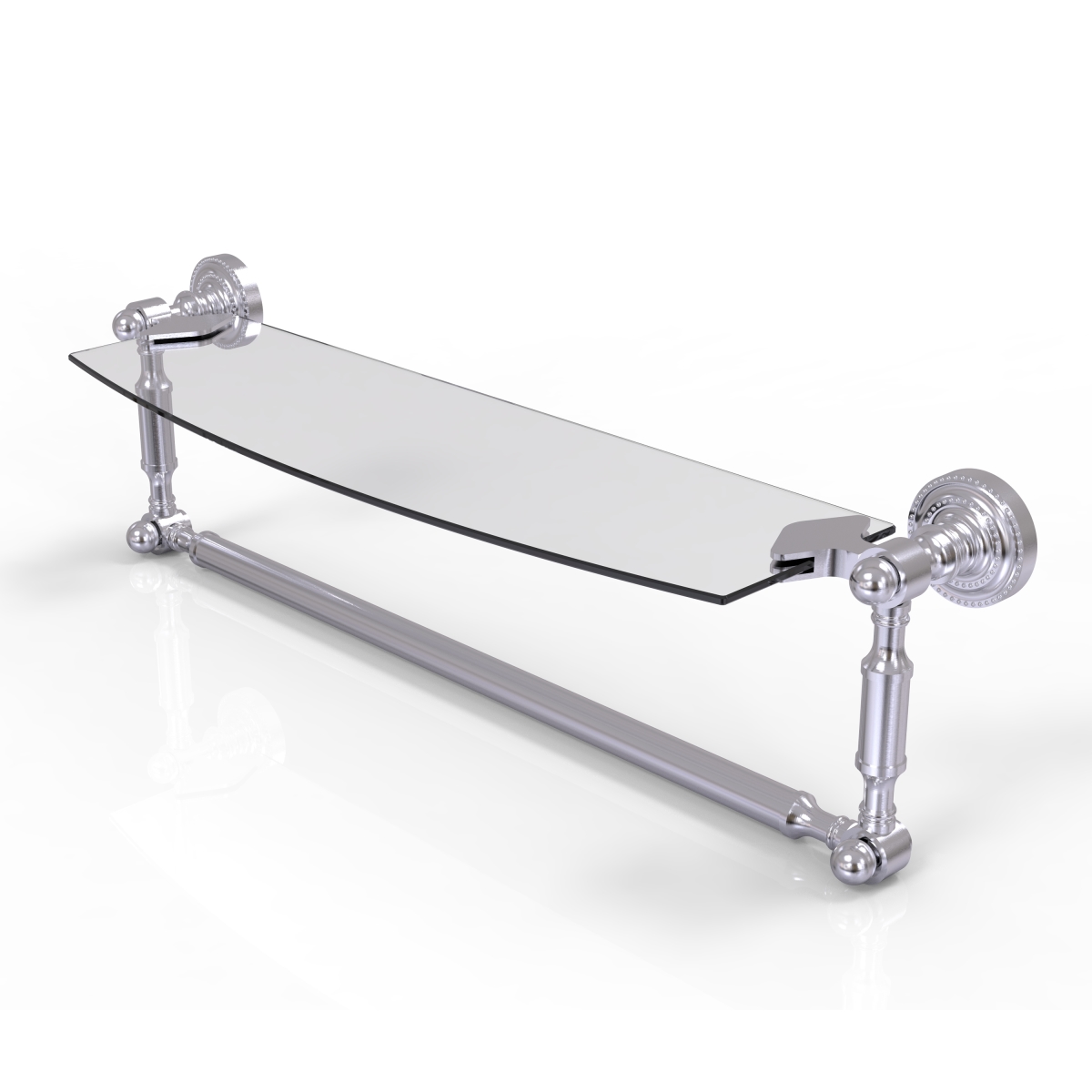 Picture of Allied Brass DT-33TB-18-SCH 18 in. Dottingham Glass Vanity Shelf with Integrated Towel Bar, Satin Chrome
