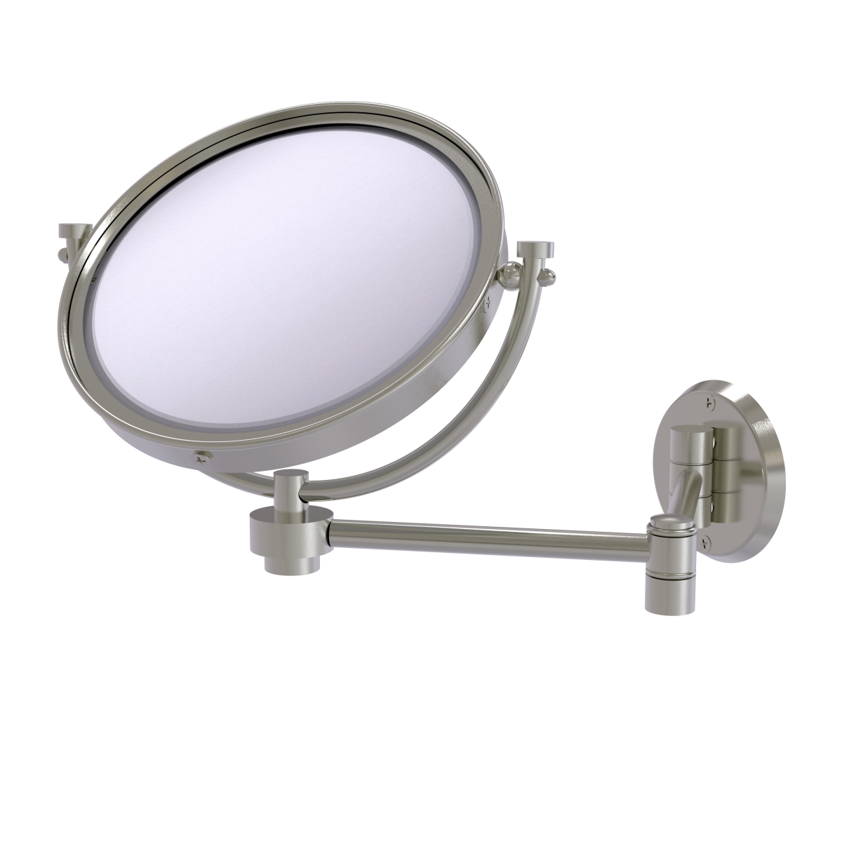 WM-6-4X-SN 8 in. Wall Mounted Extending Make-Up Mirror 4X Magnification, Satin Nickel -  Allied Brass, WM-6/4X-SN